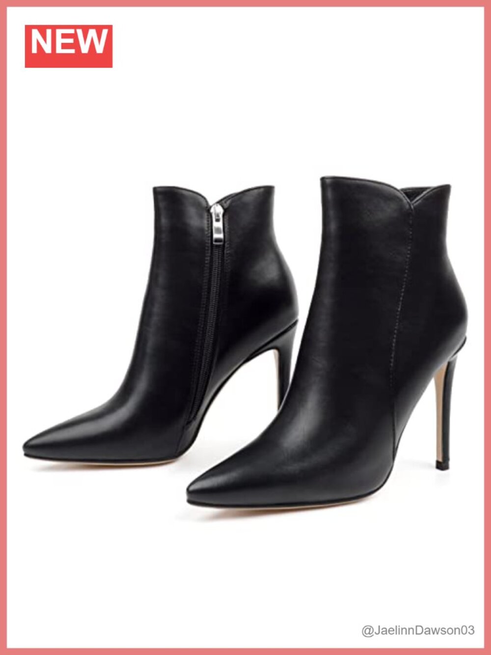 Women's Ankle Boots 4" Stiletto Heels Pointed Toe Zipper Faux Leather